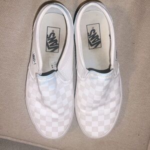 Women’s White Checkered Vans